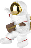 BRUBAKER Astronaut Guitarist Figurine - 6.7 Inch Spaceman Space Decor Figure with Guitar and Chrome Plated Helmet - Hand Painted Modern Statue for Musicians