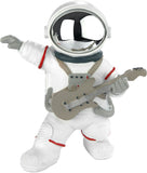 BRUBAKER Astronaut Guitarist Figurine - 6.7 Inch Spaceman Space Decor Figure with Guitar and Chrome Plated Helmet - Hand Painted Modern Statue for Musicians