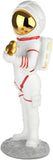 BRUBAKER Figurine Astronaut with Small Bird - 11.8 Inch Spaceman - Space Decor Figure with Chrome Plated Helmet - Hand Painted Modern Statue - Gold and White