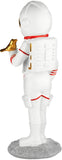 BRUBAKER Figurine Astronaut with Small Bird - 11.8 Inch Spaceman - Space Decor Figure with Chrome Plated Helmet - Hand Painted Modern Statue - Gold and White