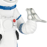 BRUBAKER Figurine Astronaut with Small Bird - 11.8 Inch Spaceman - Space Decor Figure with Chrome Plated Helmet - Hand Painted Modern Statue - Gold and White