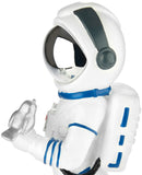 BRUBAKER Figurine Astronaut with Small Bird - 11.8 Inch Spaceman - Space Decor Figure with Chrome Plated Helmet - Hand Painted Modern Statue - Gold and White