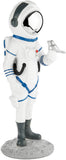 BRUBAKER Figurine Astronaut with Small Bird - 11.8 Inch Spaceman - Space Decor Figure with Chrome Plated Helmet - Hand Painted Modern Statue - Gold and White