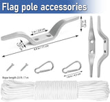 BRUBAKER Flag Pole Repair Kit - Aluminum Flagpole Hardware Parts Replacement Sections for Flagpoles with 1.7 in Diameter - Rope + Cleat Hook + Snap Hooks + Pulley Truck Top - Accessories Set