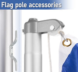 BRUBAKER Flag Pole Repair Kit - Aluminum Flagpole Hardware Parts Replacement Sections for Flagpoles with 1.7 in Diameter - Rope + Cleat Hook + Snap Hooks + Pulley Truck Top - Accessories Set