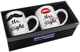 Coffee or Tea Mug Set "Mr. Right & Mrs. ALWAYS Right" - Set of 2 Ceramic Mugs in Gift Box with Gift Card - Perfect Gift for Couples