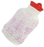 1 Pair of Norwegian Knit Socks with Hot Water Bottle - Pink White - One Size
