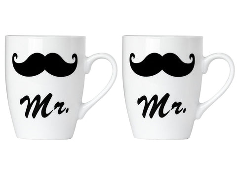 Set of Mr. and Mr. Coffee or Tea Mugs Gift Box Marriage Wedding Love Couple