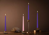 BRUBAKER 4 pcs Advent Candles Purple and Pink - 10 Inch Taper Candles for Christmas, Church and Celebrations - Unscented and Dripless - Made in Europe