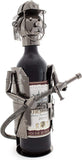 BRUBAKER Wine Bottle Holder 'Firefighter' - Table Top Metal Sculpture - with Greeting Card