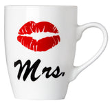 Set of Mrs. and Mrs. Coffee or Tea Mugs Gift Box Marriage Wedding Love Couple