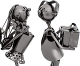 BRUBAKER Wine Bottle Holder 'Kissing Couple' - Table Top Metal Sculpture - with Greeting Card