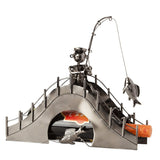 BRUBAKER Wine Bottle Holder "Fisherman On A Bridge" 7060