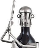 BRUBAKER Wine Bottle Holder "Baseball Hitter" - Metal Sculpture - Wine Rack Decor - Tabletop - With Greeting Card