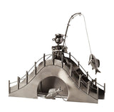 BRUBAKER Wine Bottle Holder "Fisherman On A Bridge" 7060