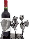 BRUBAKER Wine Bottle Holder 'Kissing Couple' - Table Top Metal Sculpture - with Greeting Card