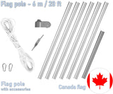 BRUBAKER 20 Feet Aluminum In-Ground Flagpole with 5 Feet by 3 Feet Canadian Flag