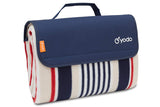 BRUBAKER Fleece Picnic Blanket with Waterproof Backing Blue Multicolor 60 x 53 Inches
