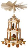 BRUBAKER Wooden Christmas Pyramid - 18 Inches - 3 Tier Carousel - Nativity Play