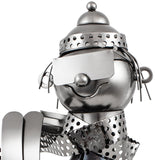 BRUBAKER Wine Bottle Holder "Skier" - Metal Sculpture - Wine Rack Decor - Tabletop - With Greeting Card