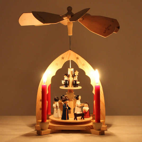 BRUBAKER Christmas Pyramid 12" 'Jesus in the Crib' Handpainted Fig