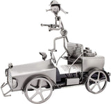 BRUBAKER Wine Bottle Holder - Firefighter on Fire Engine - Table Top Metal Sculpture - with Greeting Card