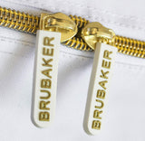 BRUBAKER Combo Ski Boot Bag and Ski Bag for 1 Pair of Skis, Poles, Boots, Helmet, Gear and Apparel - 66 7/8" (170 cm) - White/Golden