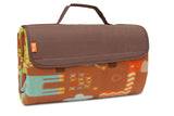 BRUBAKER Fleece Picnic Blanket with Waterproof Backing Blue Multicolor 60 x 53 Inches
