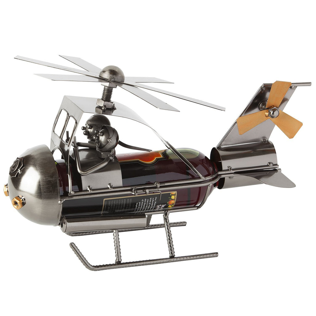 BRUBAKER Wine Bottle Holder "Couple in Helicopter", Metal Sculpture 8079