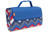 BRUBAKER Fleece Picnic Blanket with Waterproof Backing Blue Multicolor 60 x 53 Inches