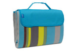 BRUBAKER Fleece Picnic Blanket with Waterproof Backing Blue Multicolor 60 x 53 Inches