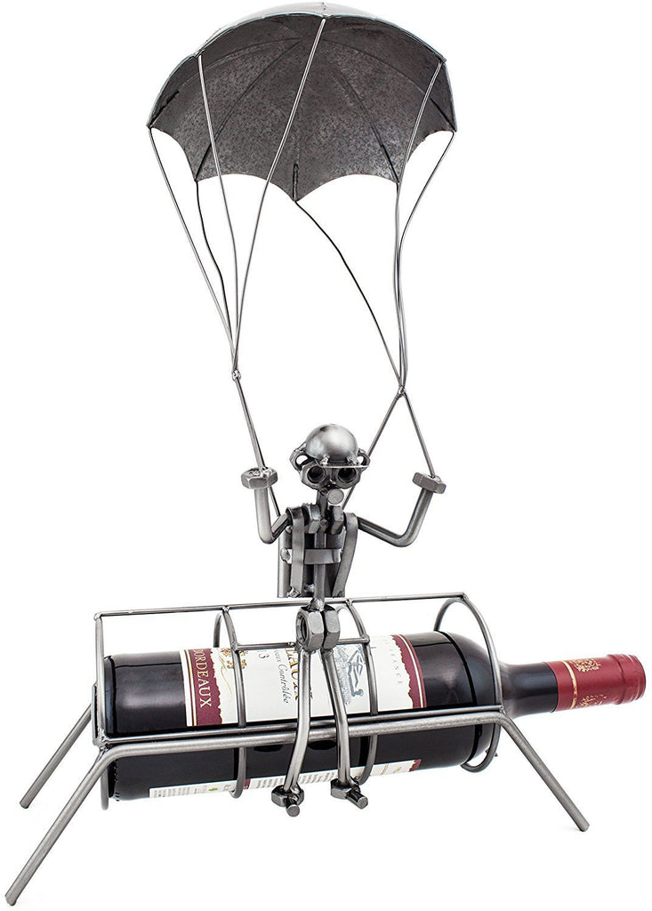 BRUBAKER Wine Bottle Holder "Skydiver" - "Parachutist" - Metal Sculpture 99100