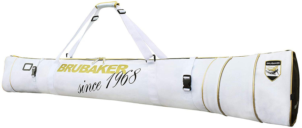 BRUBAKER Ski Bag for 1 Pair of Skis and Poles - 66 7/8" (170 cm) - White/Golden