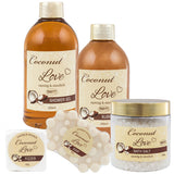 BRUBAKER Beauty Gift Set 'Coconut Love' with Golden Bathtub, Bath Fizzer, Bubble Bath, Shower Gel, Bath Salt, Soap