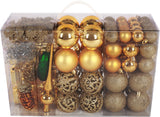 BRUBAKER 101 Pack Assorted Christmas Ball Ornaments - Shatterproof - with Green Pickle and Tree Topper - Designed in Germany