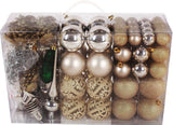 BRUBAKER 101 Pack Assorted Christmas Ball Ornaments - Shatterproof - with Green Pickle and Tree Topper - Designed in Germany