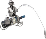 BRUBAKER Wine Bottle Holder 'Angler' - Table Top Metal Sculpture