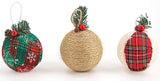 BRUBAKER 12-Piece Natural Jute Christmas Ornaments - Baubles Ball Ornaments - Red & Green - 3.2 Inches