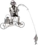 BRUBAKER Wine Bottle Holder 'Angler' - Table Top Metal Sculpture