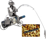 BRUBAKER Wine Bottle Holder 'Angler' - Table Top Metal Sculpture