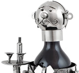 BRUBAKER Wine Bottle Holder "Waiter" - Metal Sculpture - Wine Rack Decor - Tabletop - With Greeting Card