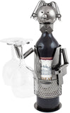 BRUBAKER Wine Bottle Holder "Waiter" - Metal Sculpture - Wine Rack Decor - Tabletop - With Greeting Card