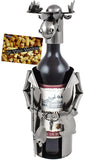 BRUBAKER Wine Bottle Holder "Moose as Hunter" - Metal Sculpture - Wine Rack Decor - Tabletop - With Greeting Card