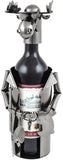 BRUBAKER Wine Bottle Holder "Moose as Hunter" - Metal Sculpture - Wine Rack Decor - Tabletop - With Greeting Card