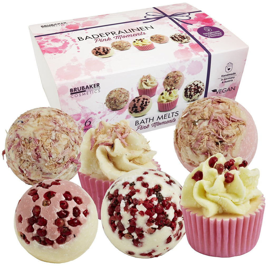 BRUBAKER "Pink Moments" Bath Melts Gift Set - Vegan - Organic - Handmade