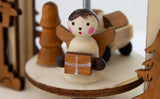 BRUBAKER Set of 2 Wooden Christmas Pyramids 1-Tier Carousel - 2 Motifs: Angel and Carol Singers - Wooden Crib Pyramids - Each 3.5 x 4.1 Inches
