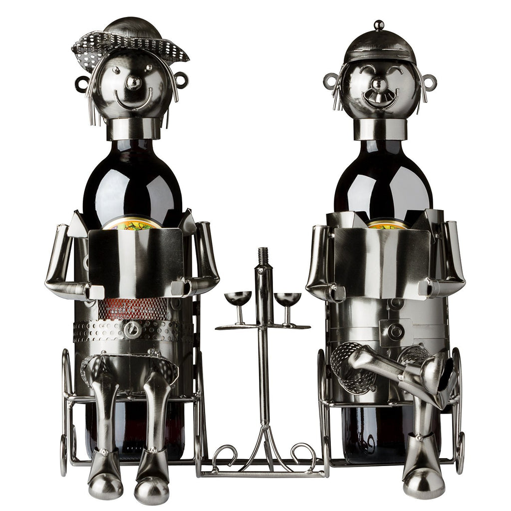 BRUBAKER Wine Bottle Holder "Couple on Bench" for Two Bottles 6056