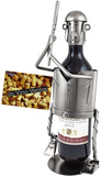 BRUBAKER Wine Bottle Holder "Baseball Hitter" - Metal Sculpture - Wine Rack Decor - Tabletop - With Greeting Card