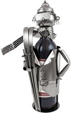BRUBAKER Wine Bottle Holder "Skier" - Metal Sculpture - Wine Rack Decor - Tabletop - With Greeting Card