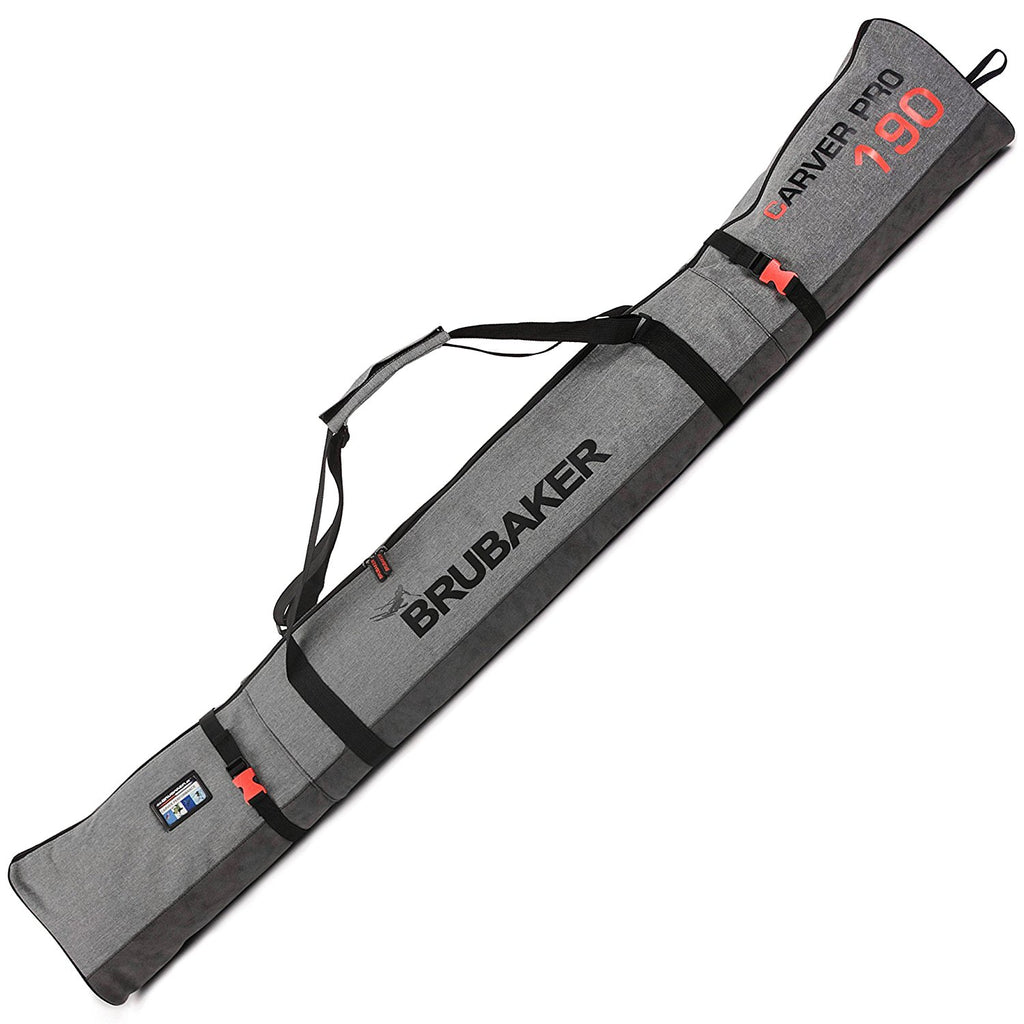 BRUBAKER Ski Bag for 1 Pair of Ski and Poles- Available in 66 7/8" (170 cm) or 74 3/4" (190 cm) - Gray